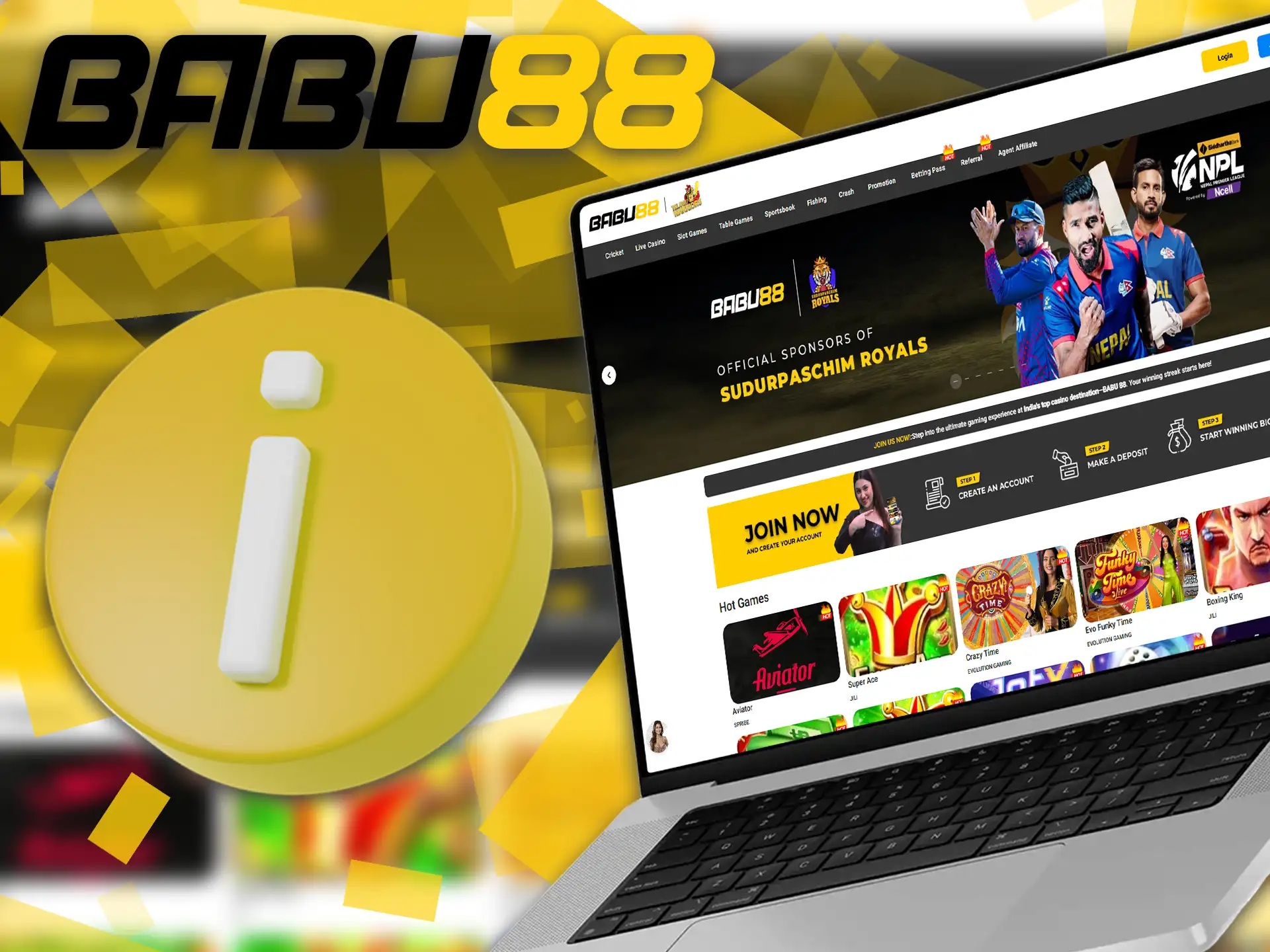 Play casino games and bet on cricket on the website or via the Babu88 mobile app.