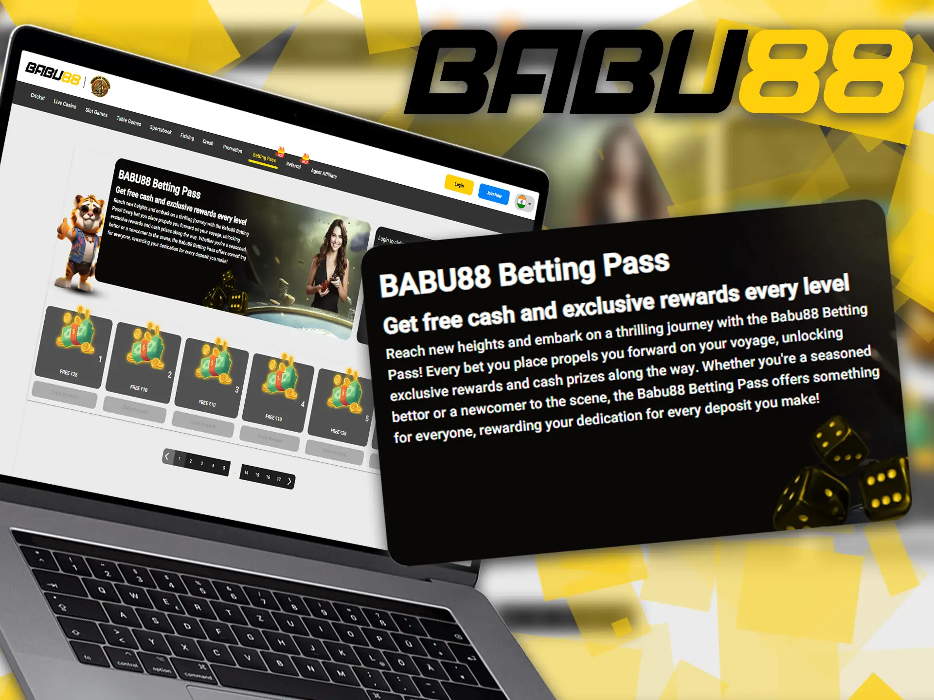 Get exclusive bonuses and join regular promotions with Babu88 betting pass.