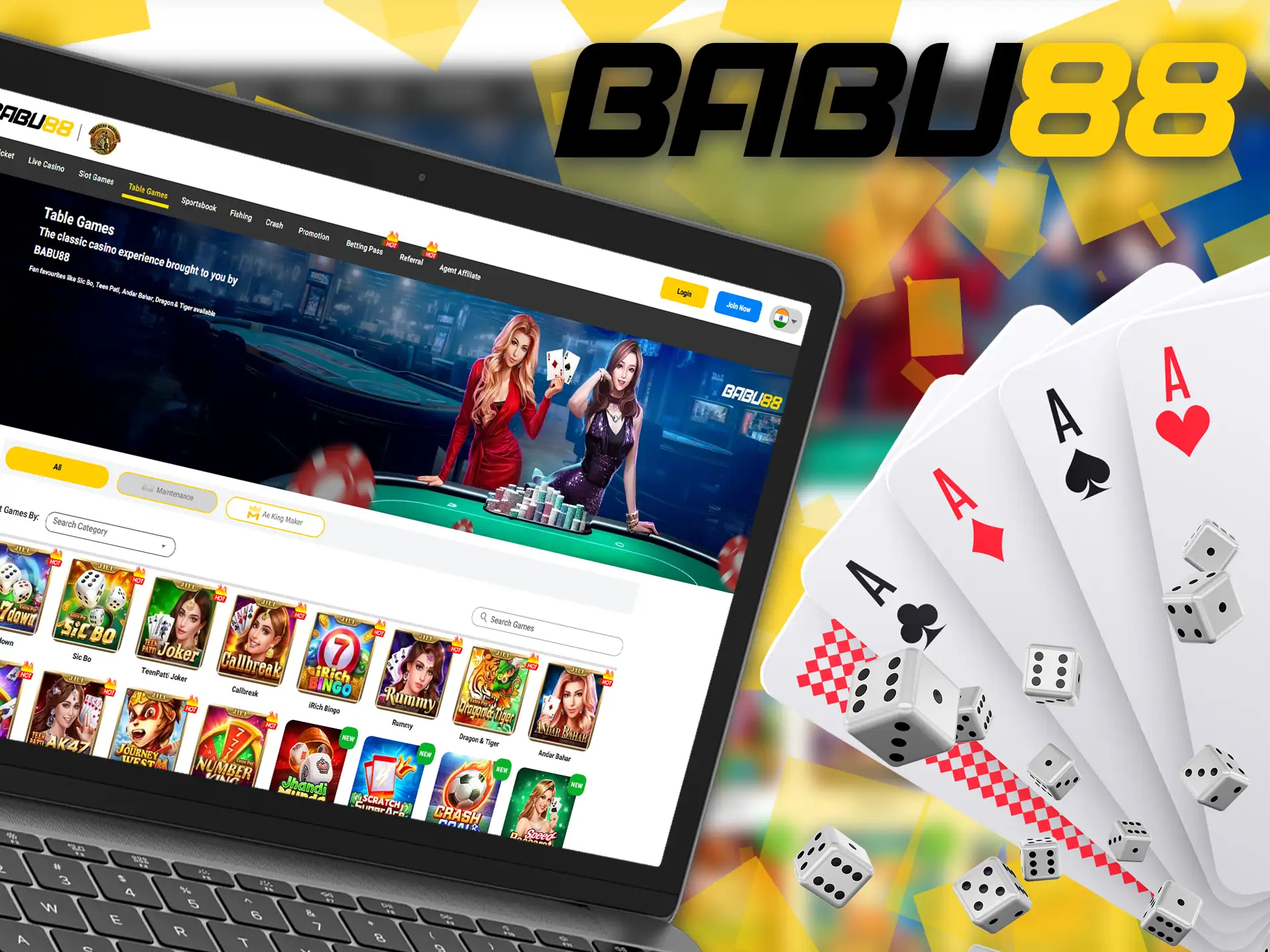 Babu88 offers a variety of card games for all tastes in the Table Games section.