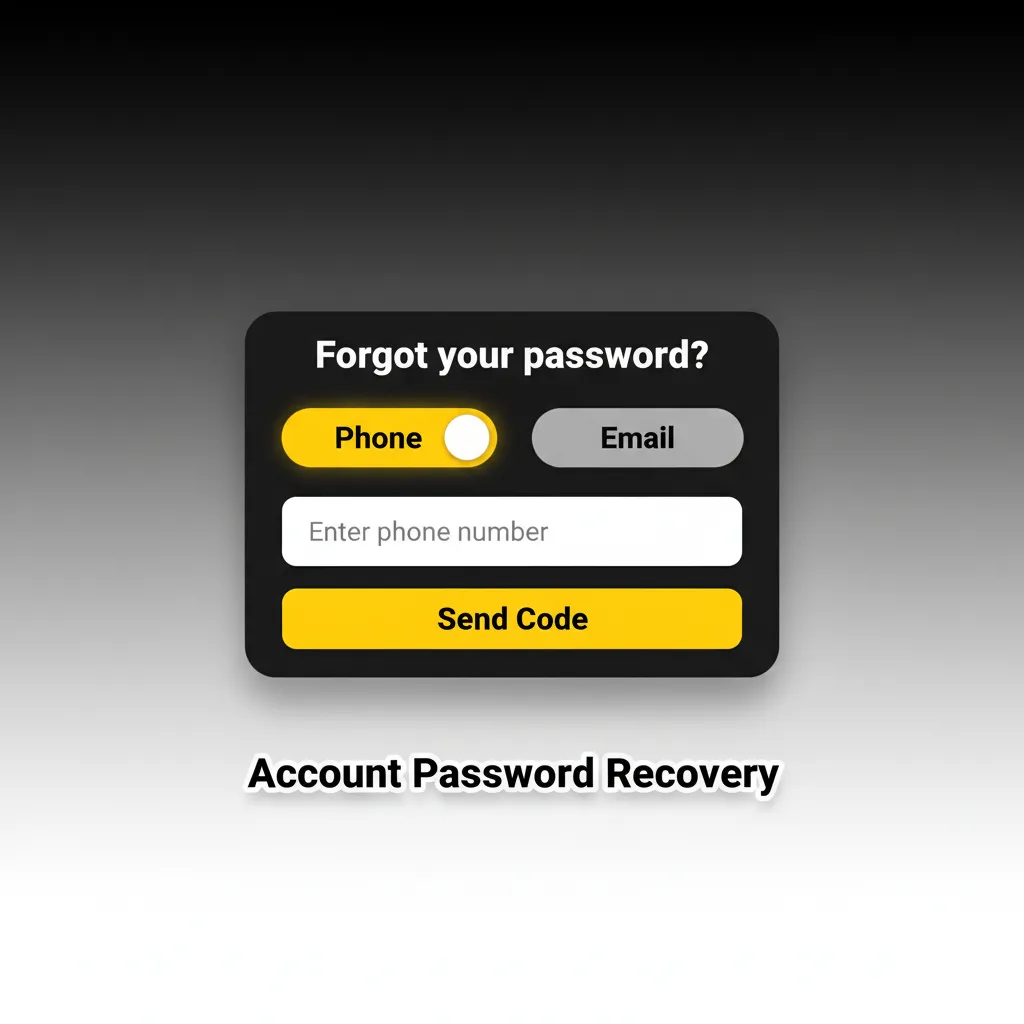 Account password recovery steps: Forgot Password, choose SMS or email, verify, set new password, sign in.
