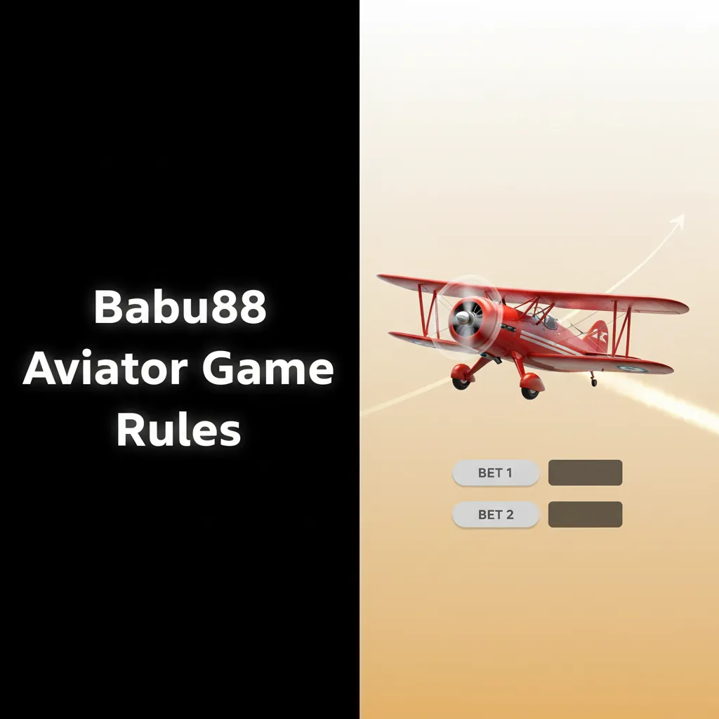 Babu88 Aviator rules graphic: plane ascends as multiplier rises; cash out before it flies away; auto bet/cashout. 2 bets max.