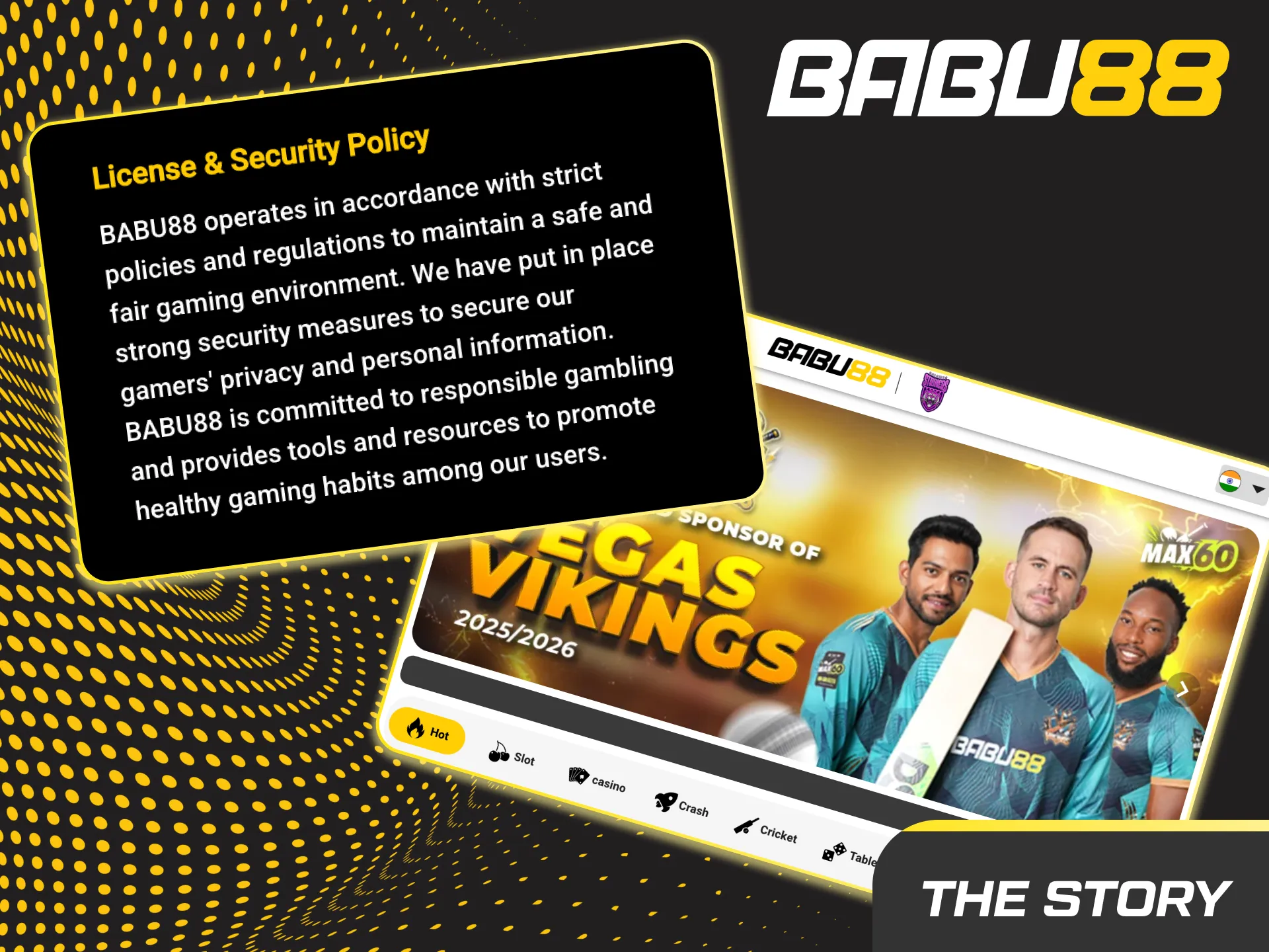 Babu88 story graphic: mid-2010s launch, Curaçao licence, India focus, IST support, fair bonuses, responsible play.