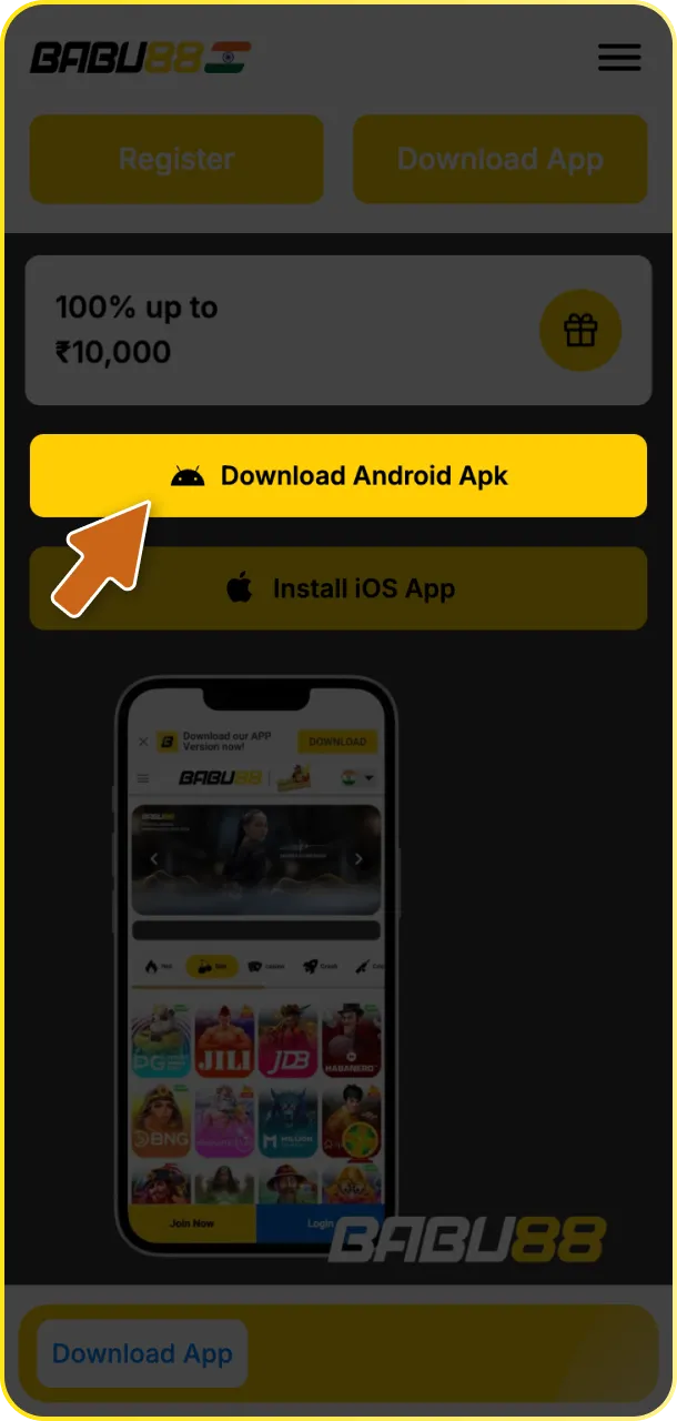 Visit the official site to download Babu88 APK and start betting on your mobile.