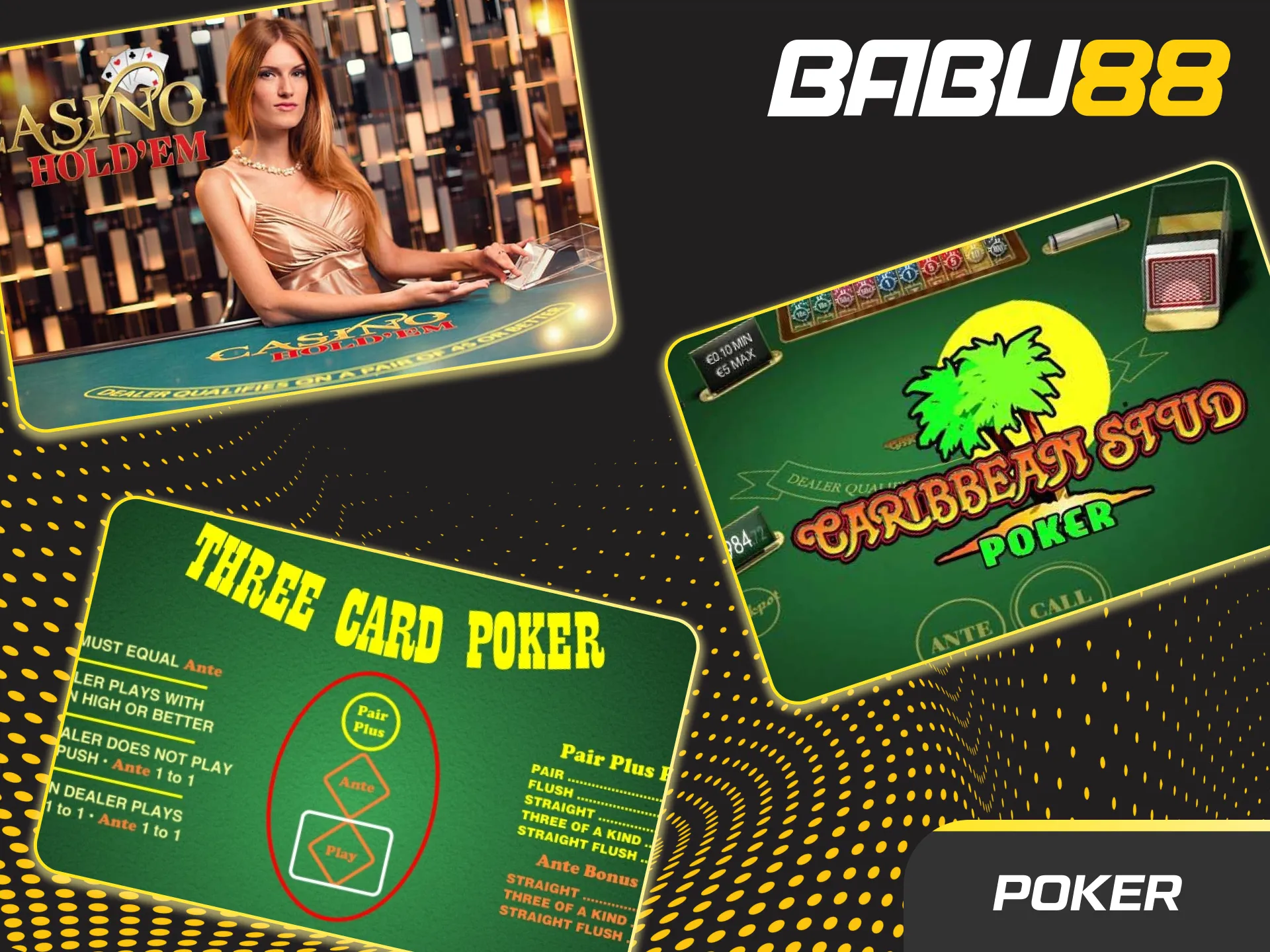 Show your best hand in live poker rooms at Babu88 casino.