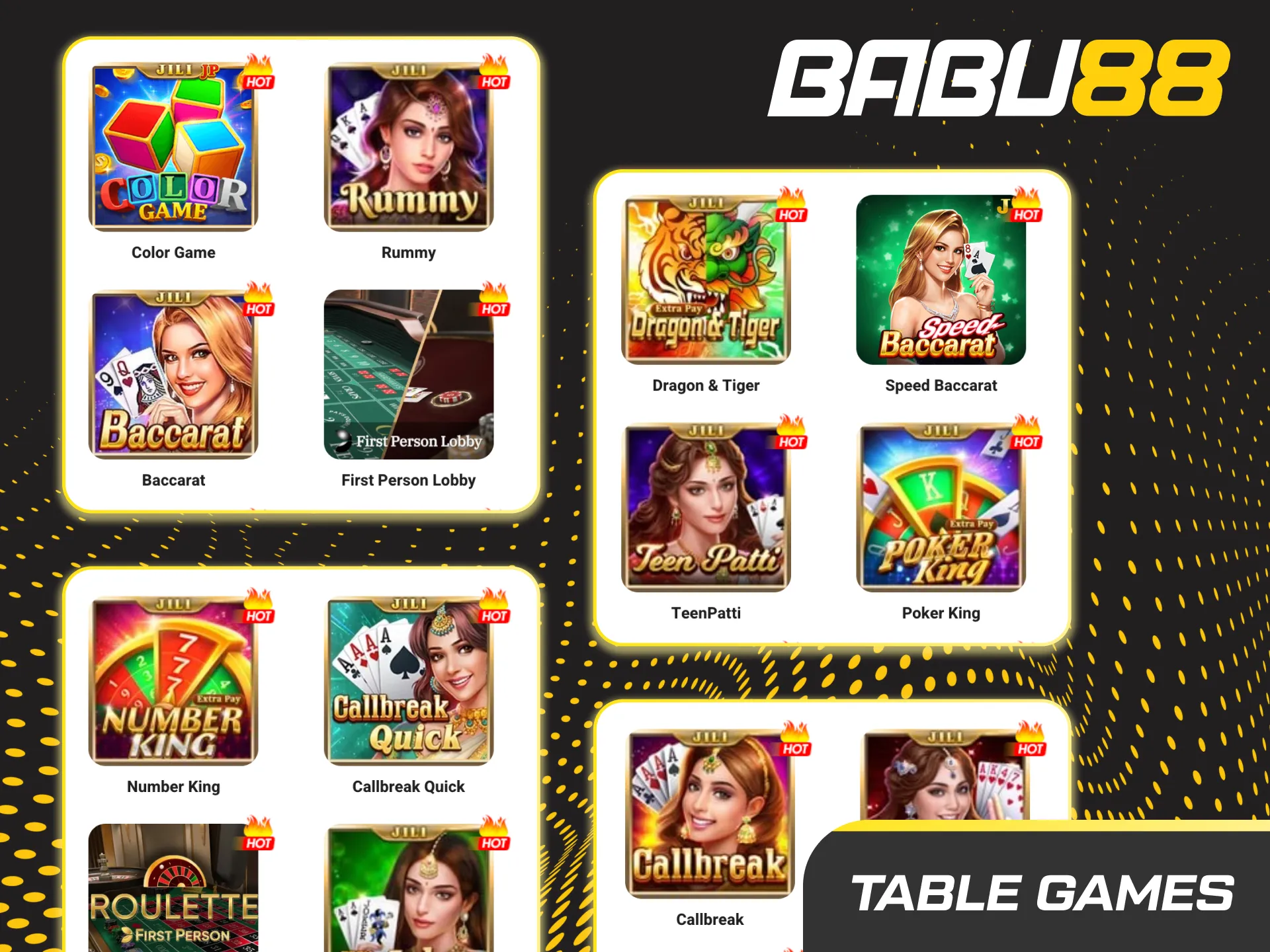 Challenge the dealer and test your strategy in the table games section at Babu88.