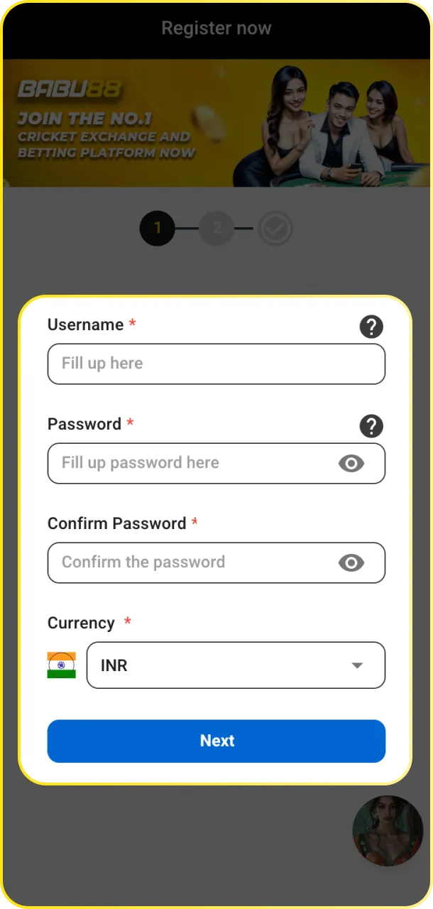 Select your preferred sign-up method like mobile OTP or email on the app.