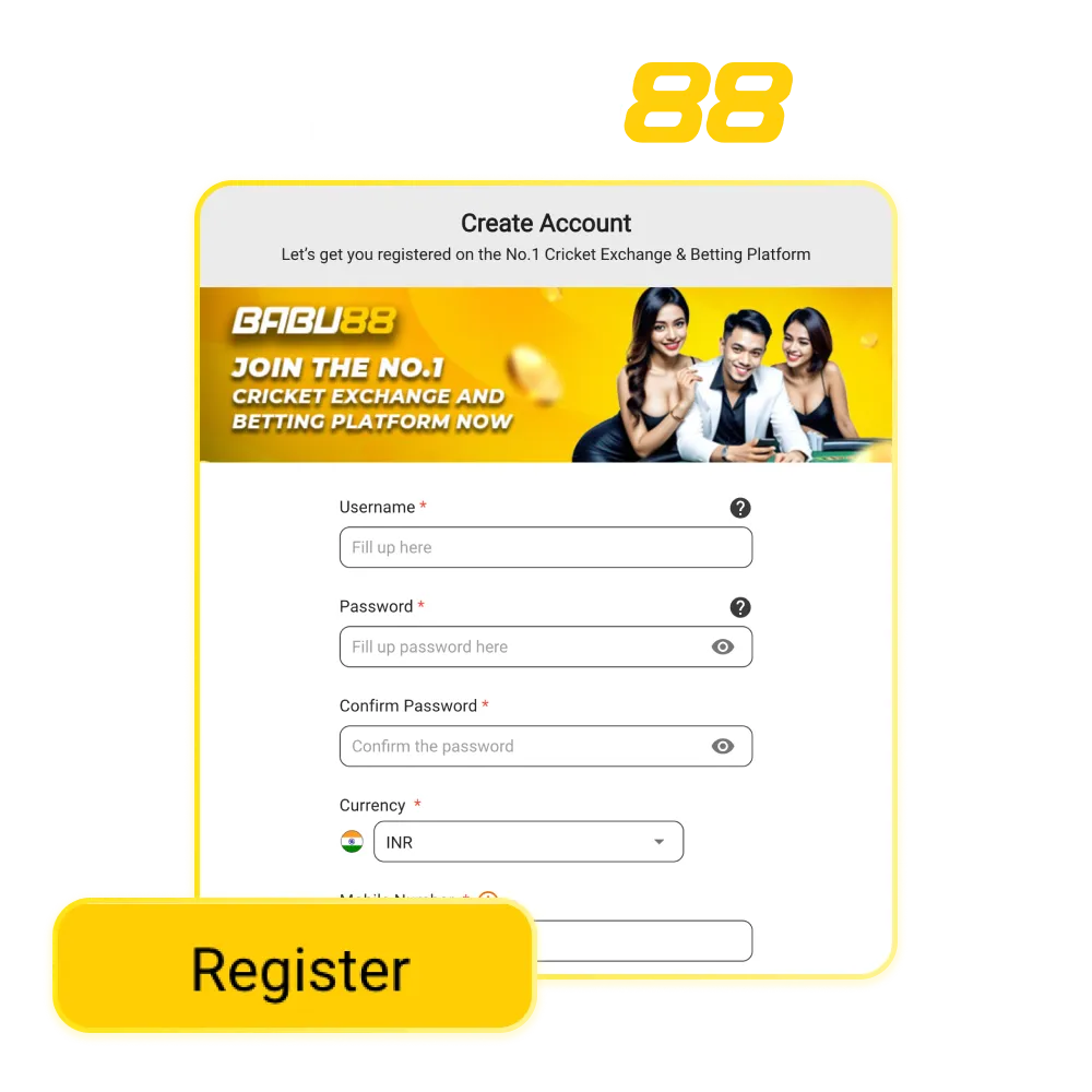 Babu88 registration, login, and KYC verification with app and web in India, 24/7 support, 100% welcome bonus up to ₹12,000.