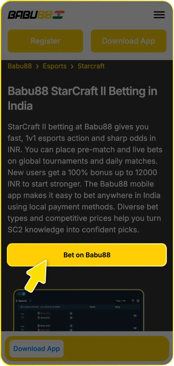 Click the button below and create your Babu88 account for StarCraft II.